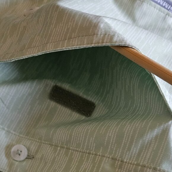 Simms Double Haul Fishing Shirt Men L Light Green Texture Wave Pockets Stretch - Picture 8 of 16